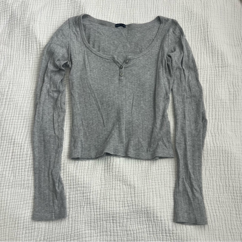 Brandy Melville Gray Long Sleeve Top